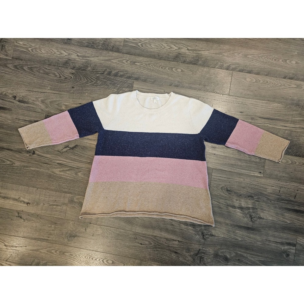 Market & Spruce Womens 2X Color Block Pullover Sweater Knit Top Crew Neck Fall